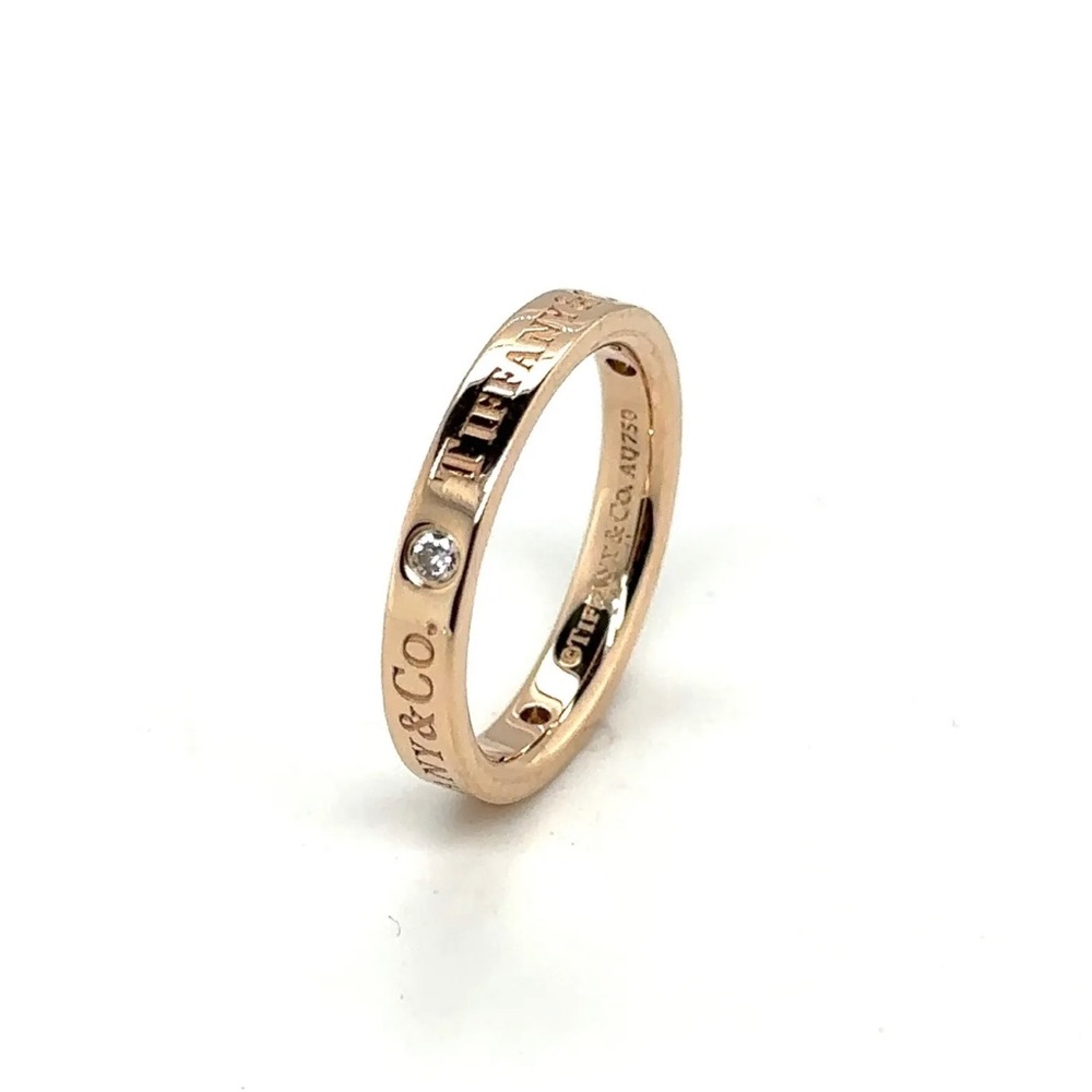 Tiffany & co 18k Rose gold & diamond Band-Ring 3mm size 4.5